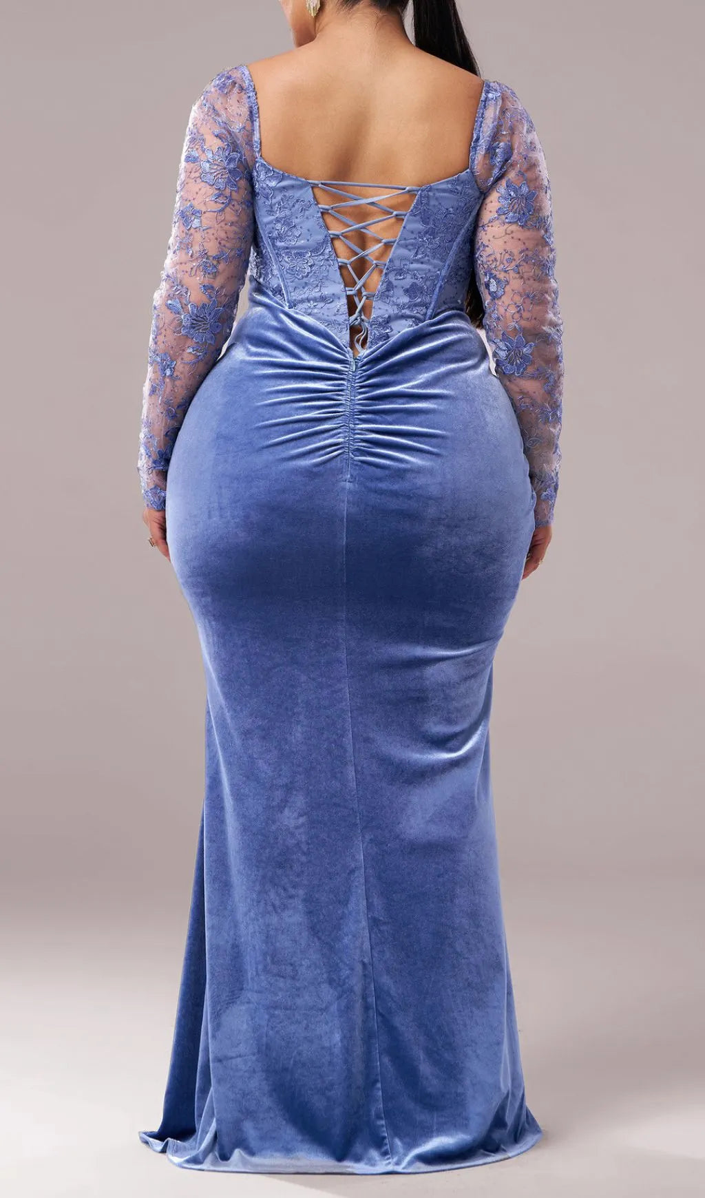 Jaan Blue Long Sleeve Plus Size Maxi Dress Flowering Girl
