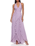 Beldora V Neck Ruffle Pleated Maxi Dress Flowering Girl