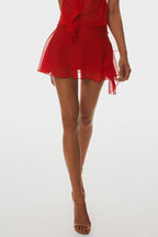Cabau Chiffon Wrap Around Top - Red Flowering Girl