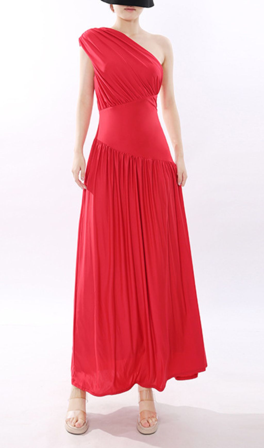 Jinte Red One-Shoulder Maxi Dress Flowering Girl