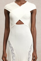 Rcia Sleeveless Lace Hollow Out Bandage Midi Dress Flowering Girl