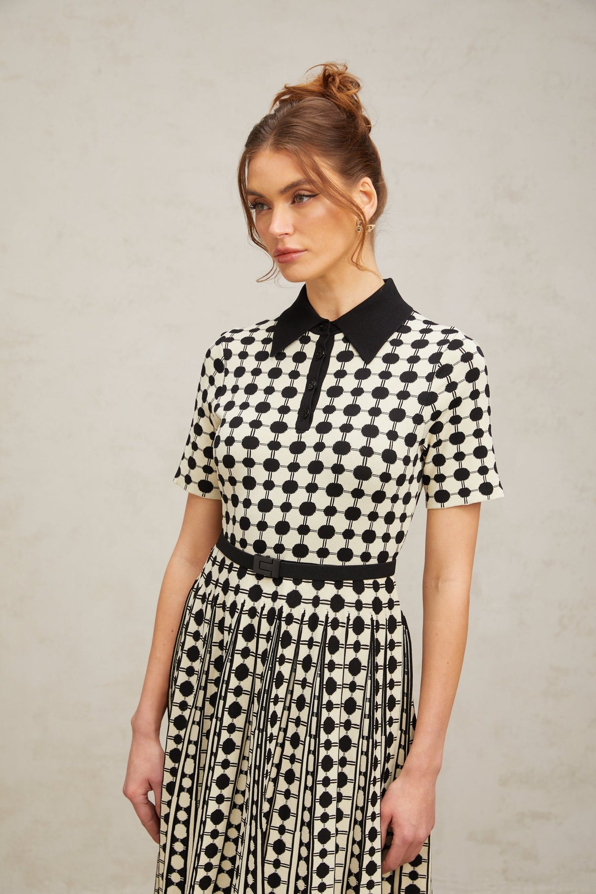 Xavière color-blocked polka-dot knit midi dress Flowering Girl