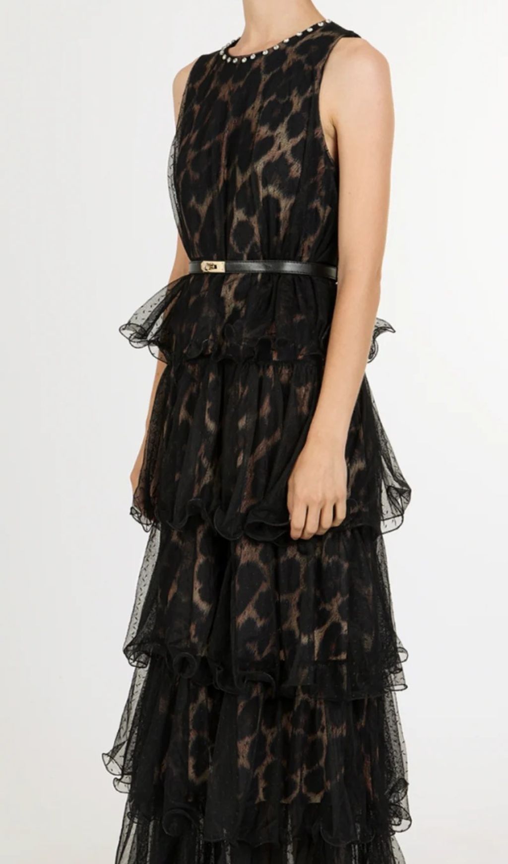 Kaelyn Leopard Mesh Maxi Dress Flowering Girl