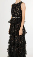 Kaelyn Leopard Mesh Maxi Dress Flowering Girl