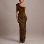 Leopard Print Slip Maxi Dress Flowering Girl
