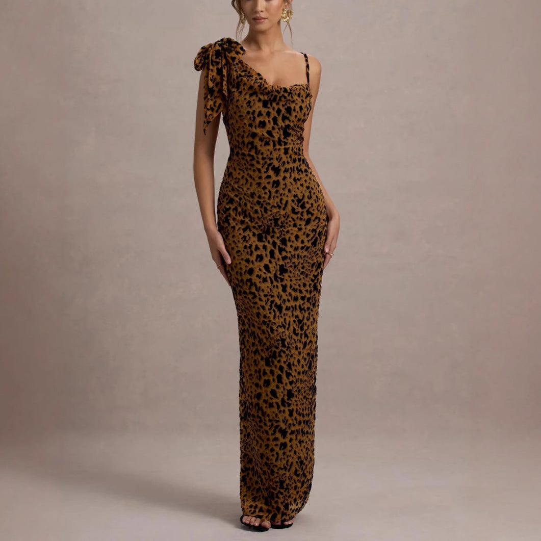 Leopard Print Slip Maxi Dress Flowering Girl