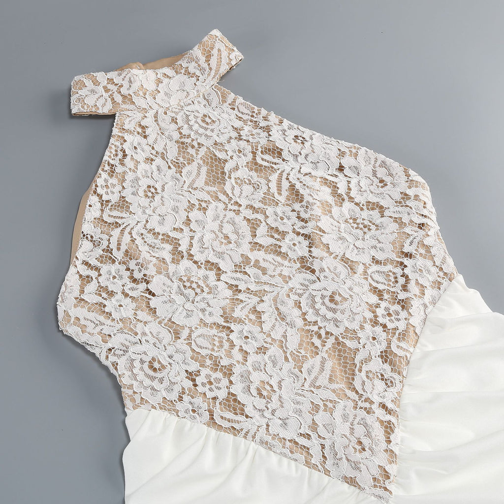 Halina White Halter Lace Maxi Dress Flowering Girl