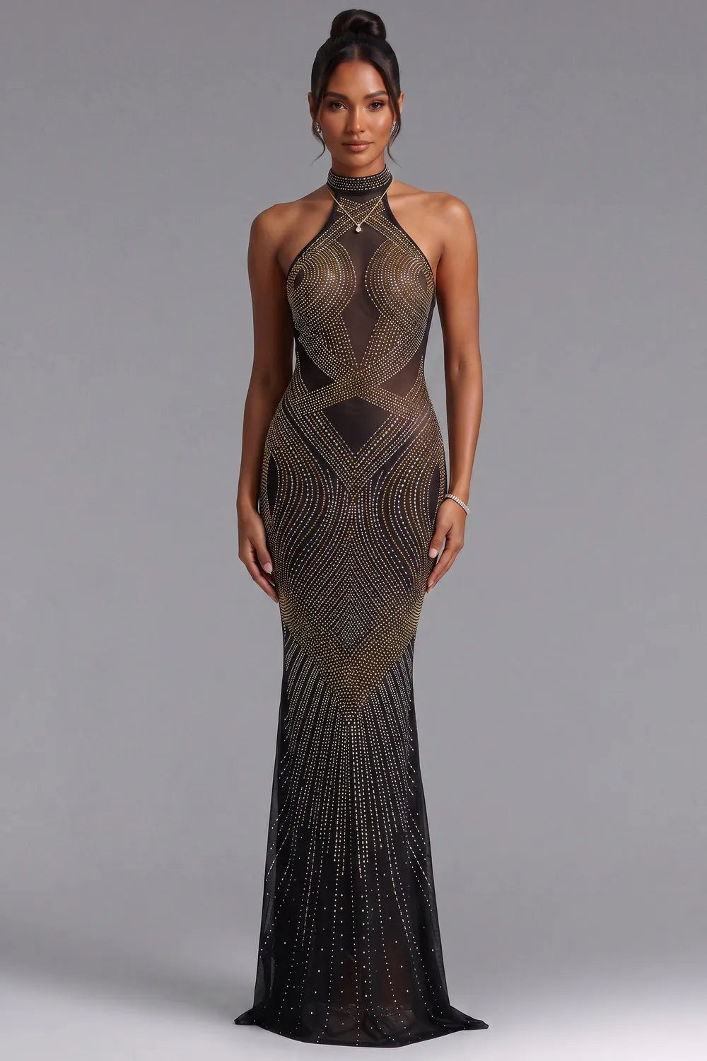 Black Embellished Mermaid Evening Gown Flowering Girl
