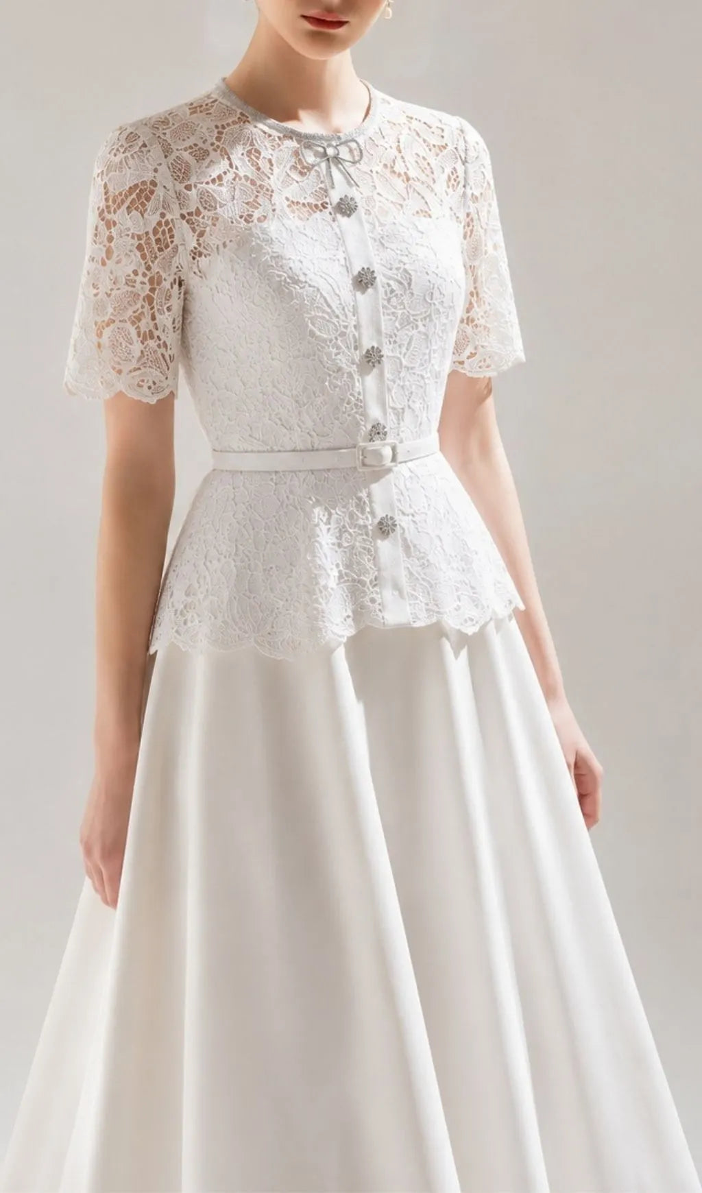 Lashunay Lace Belt Midi Dress Flowering Girl