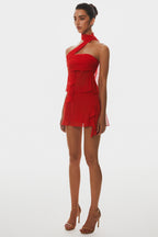 Cabau Chiffon Wrap Around Top - Red Flowering Girl