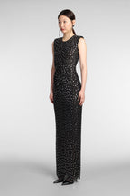 xaviera Square Rhinestone maxi Dress in black Flowering Girl