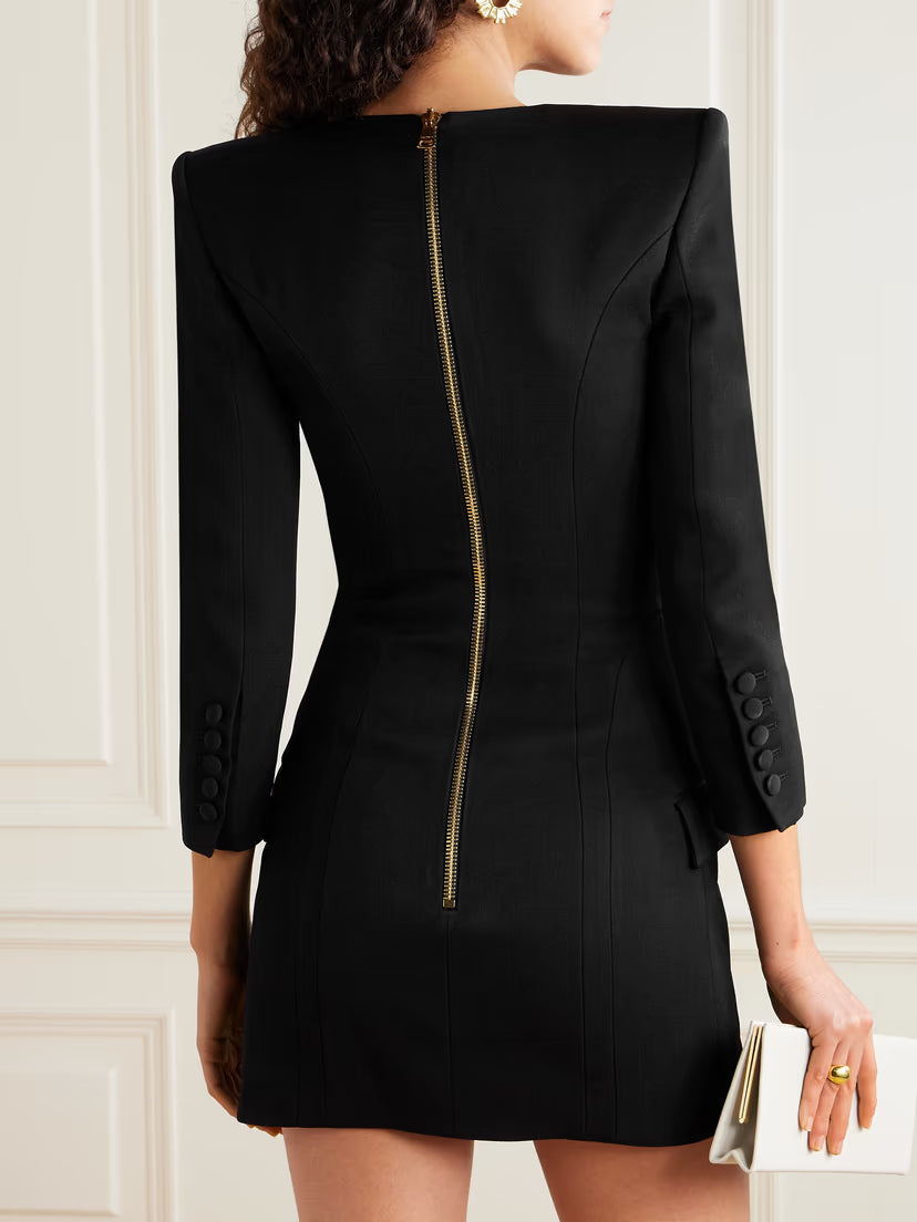 Natividad Button-Embellished Cotton-Twill Mini Dress In Black Flowering Girl