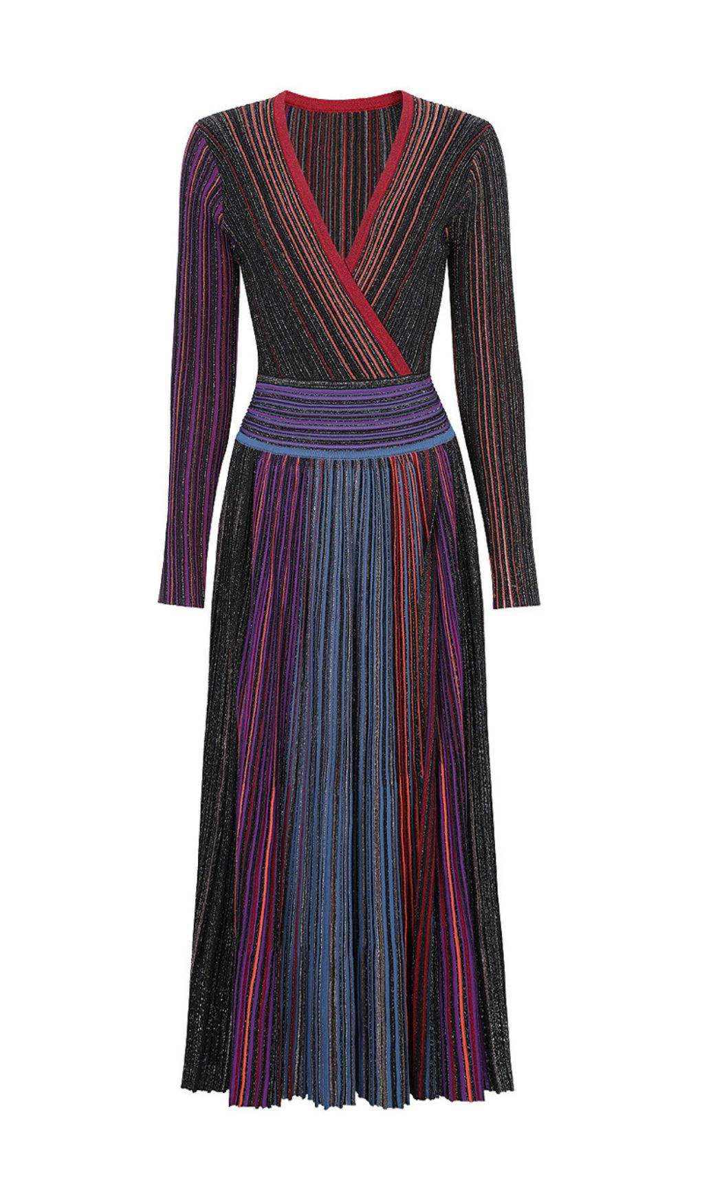 Giada Blue V-Neck Long Sleeve Midi Dress Flowering Girl