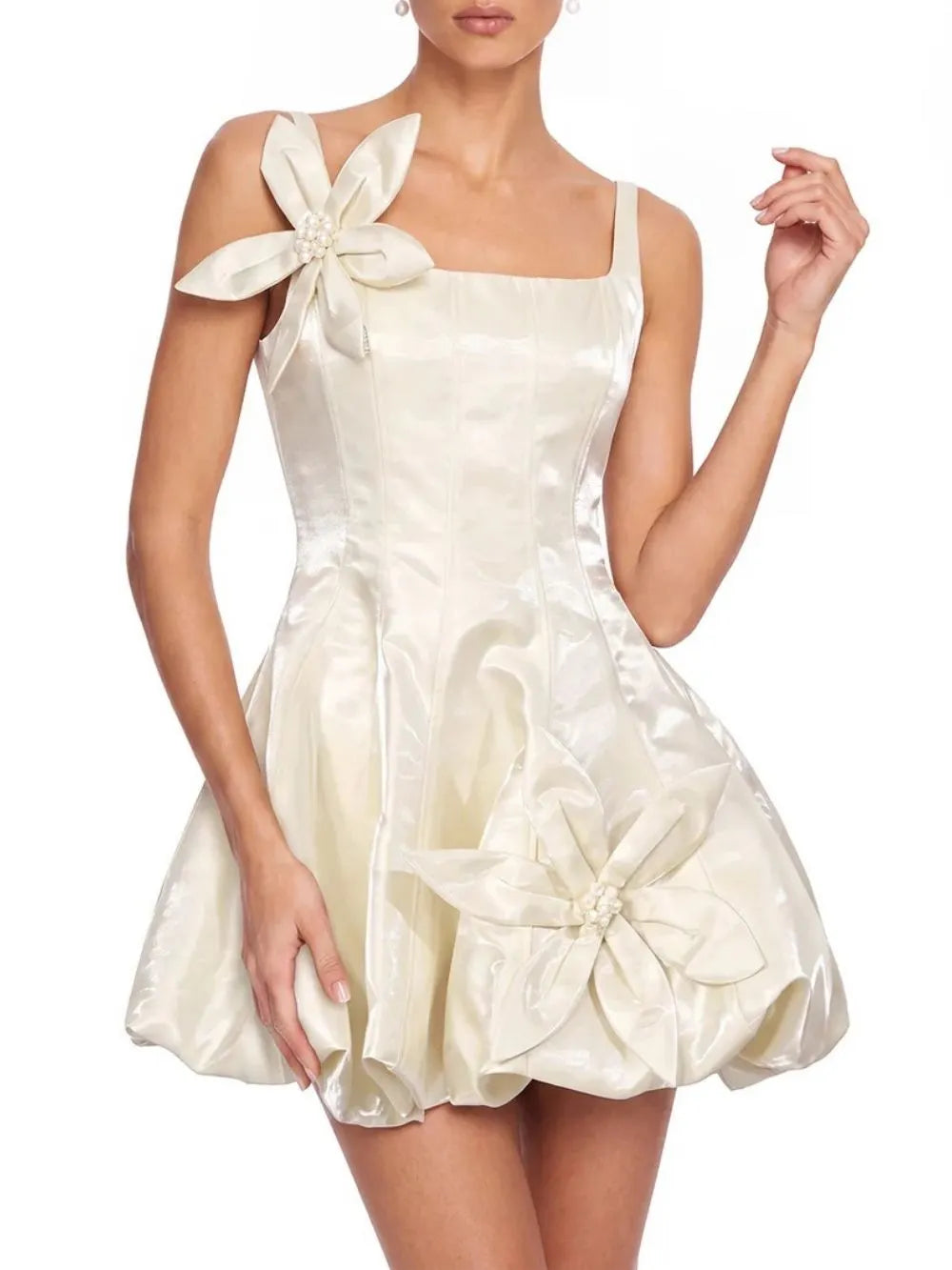 Fenlora Flower Bubble Mini Dress Flowering Girl
