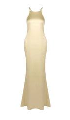Laure Light Gold Backless Maxi Dress Flowering Girl