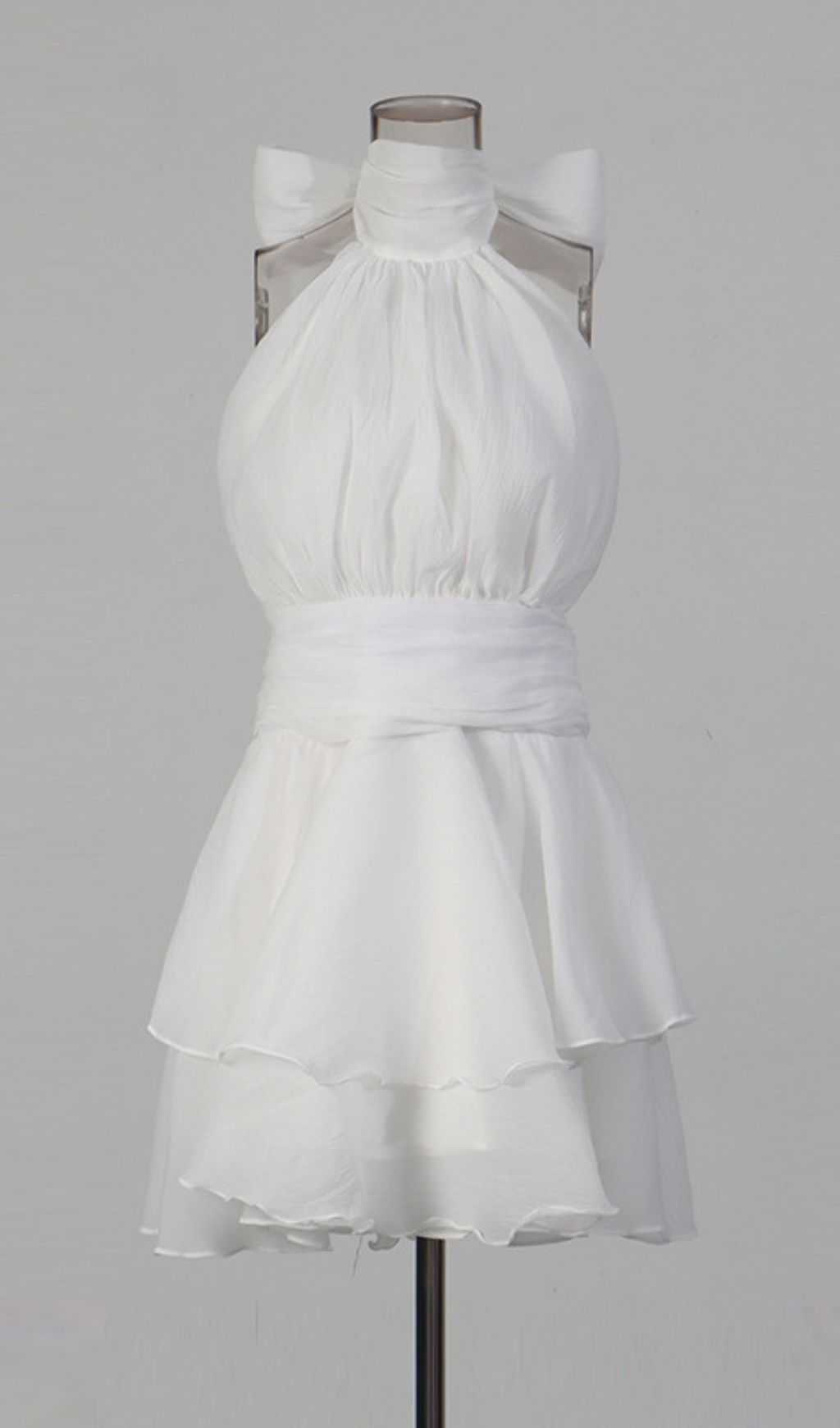 Kennedi White Halter Mini Dress Flowering Girl