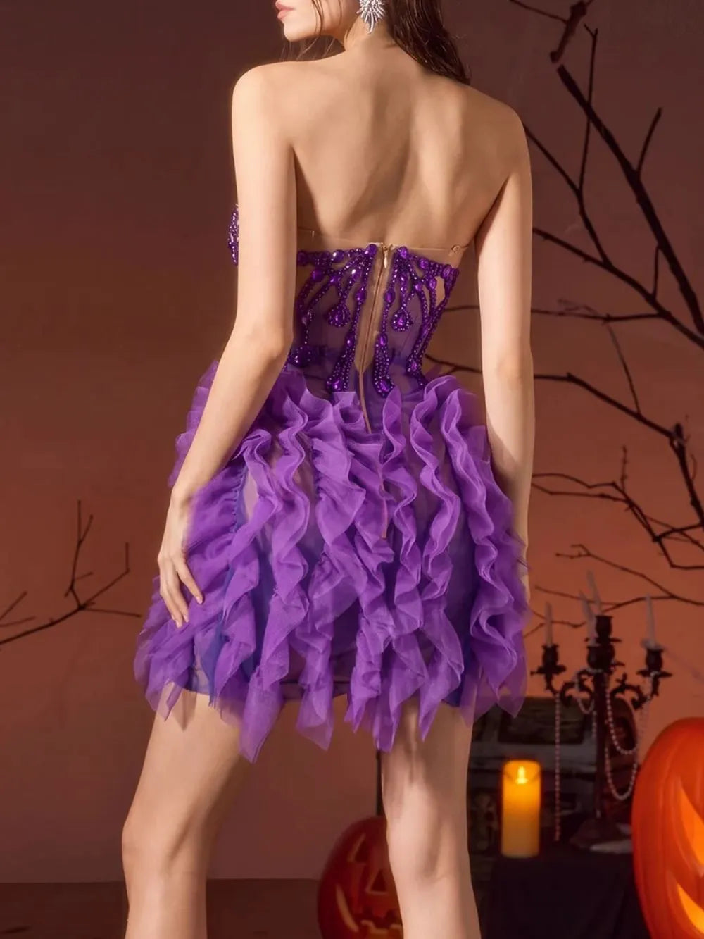 Frasken Strapless Diamond Mini Dress Flowering Girl