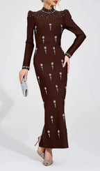 Tammy Brown Rhinestone Embellished Bandage Maxi Dress Flowering Girl