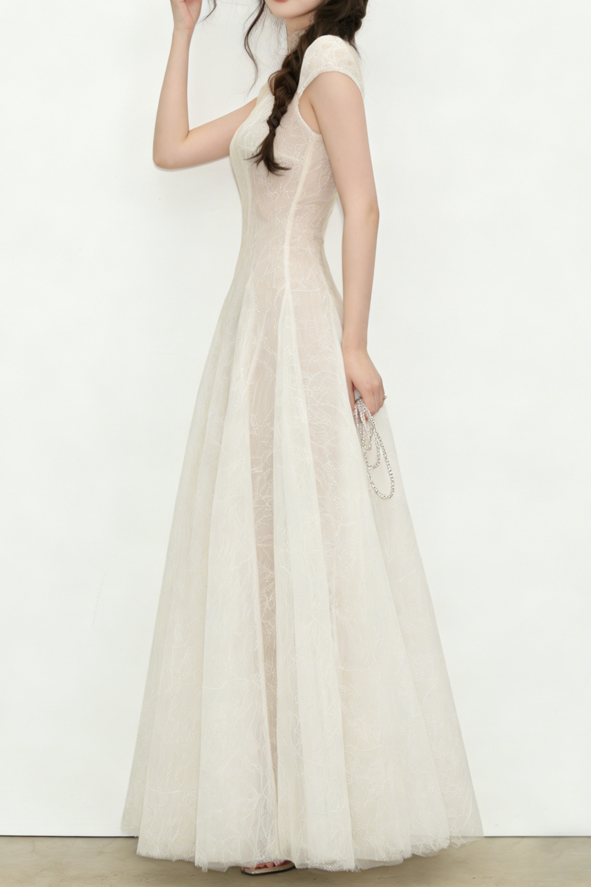 Lace Sequin A Line Midi Dress Flowering Girl