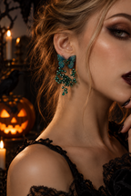 Handmade Teal Mesh Butterfly Dangle Earrings Flowering Girl