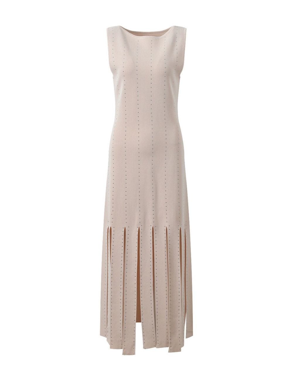 Marjorie Fringed Knit Maxi Dress In Ecru Flowering Girl
