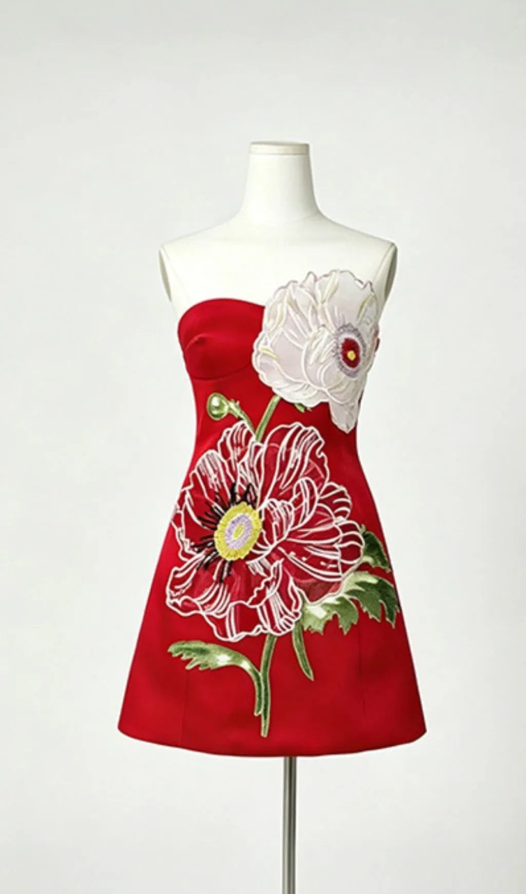 Lailah Red Strapless Flower Mini Dress Flowering Girl