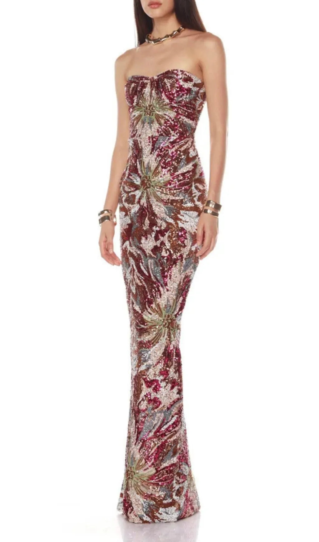 Karise Strapless Sequin Maxi Dress Flowering Girl