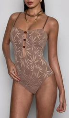 Boryxen Spaghetti Cutout One Piece Swimsuit Flowering Girl