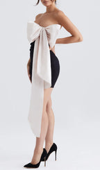 Black & Ivory Bow Mini Dress Flowering Girl