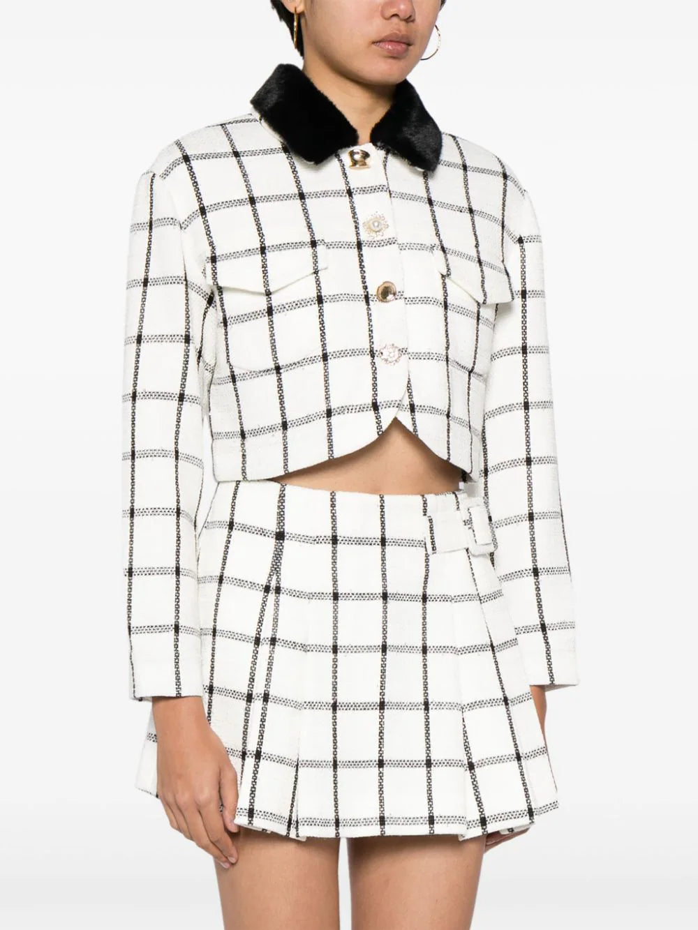 CREAM CHECK BOXY JACKET Flowering Girl