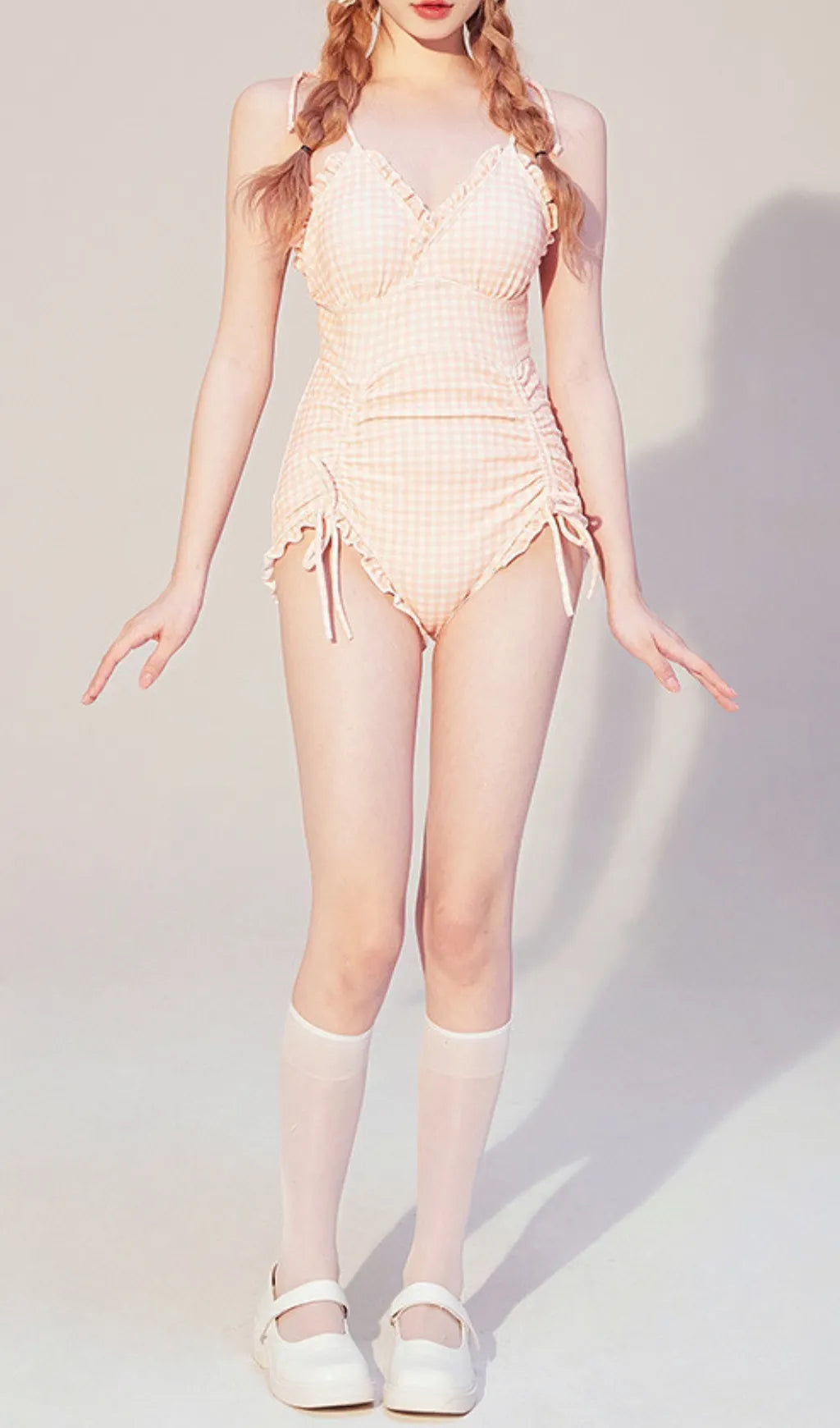 Dava Drawstring One-Piece Swimsuit Flowering Girl