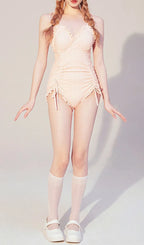 Dava Drawstring One-Piece Swimsuit Flowering Girl