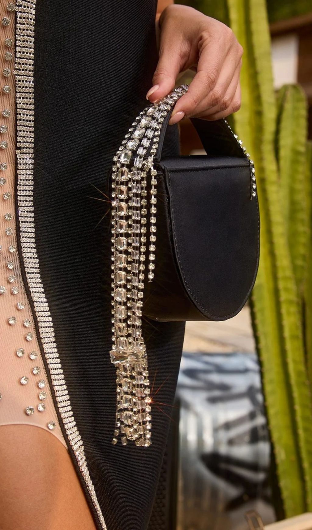 Yelmar Rhinestone Fringe Bag Flowering Girl