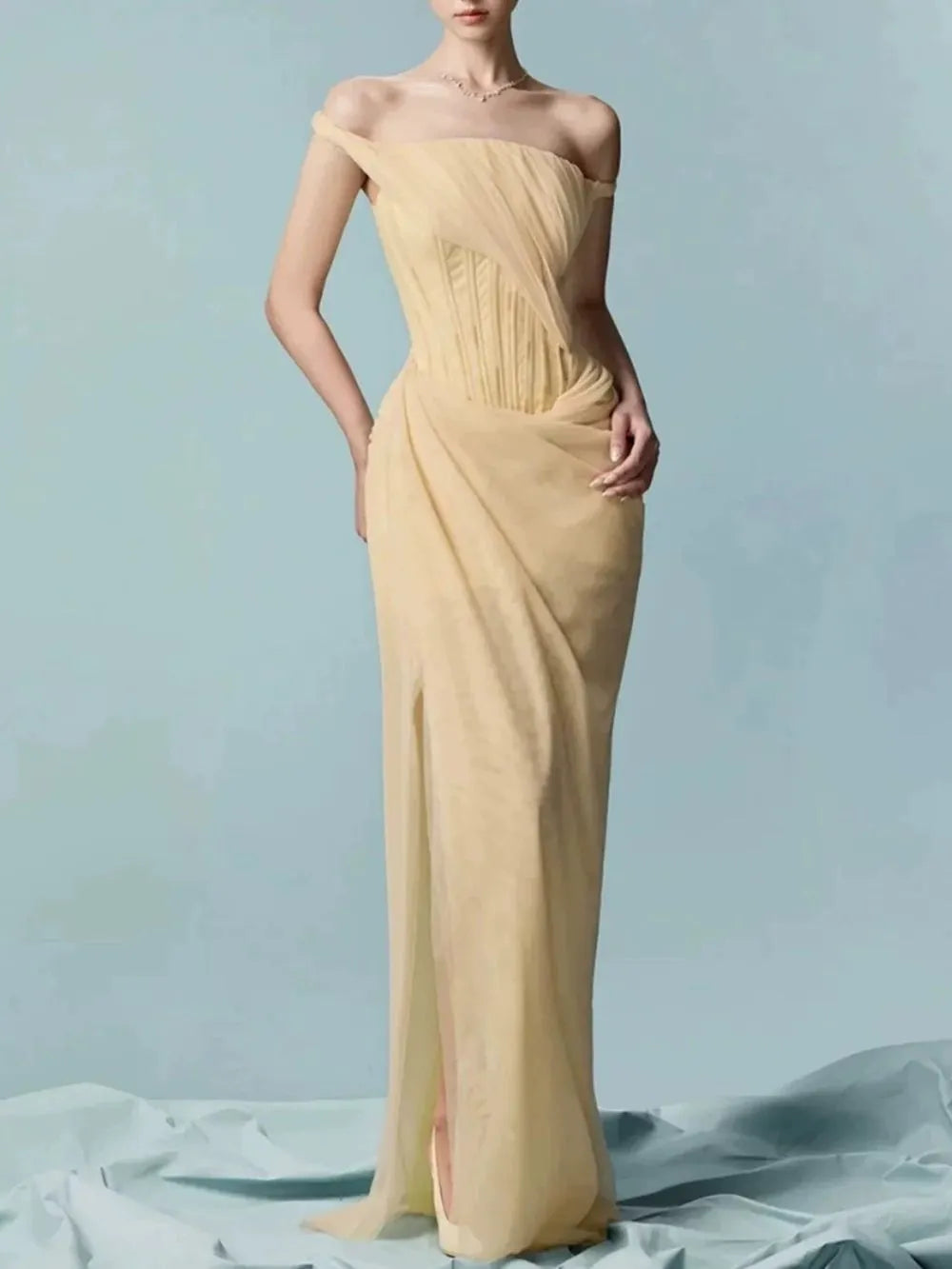 Marjory Yellow Corset Maxi Dress Flowering Girl