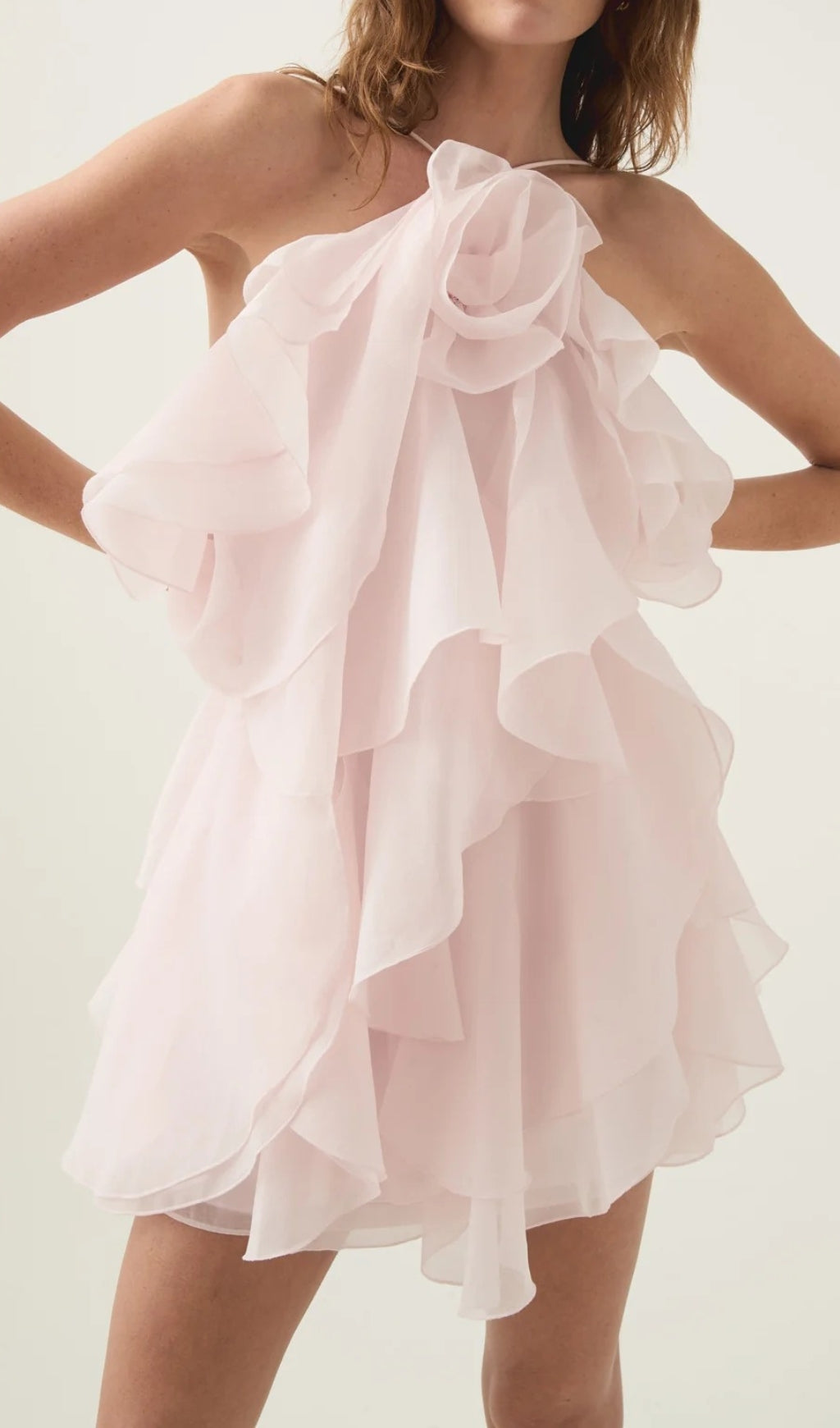 Pandorea Pastel Pink Layered Mini Dress Flowering Girl