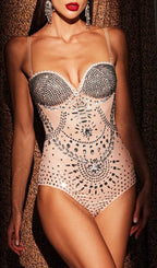 Azael Rhinestone Embellished Bodysuit Flowering Girl