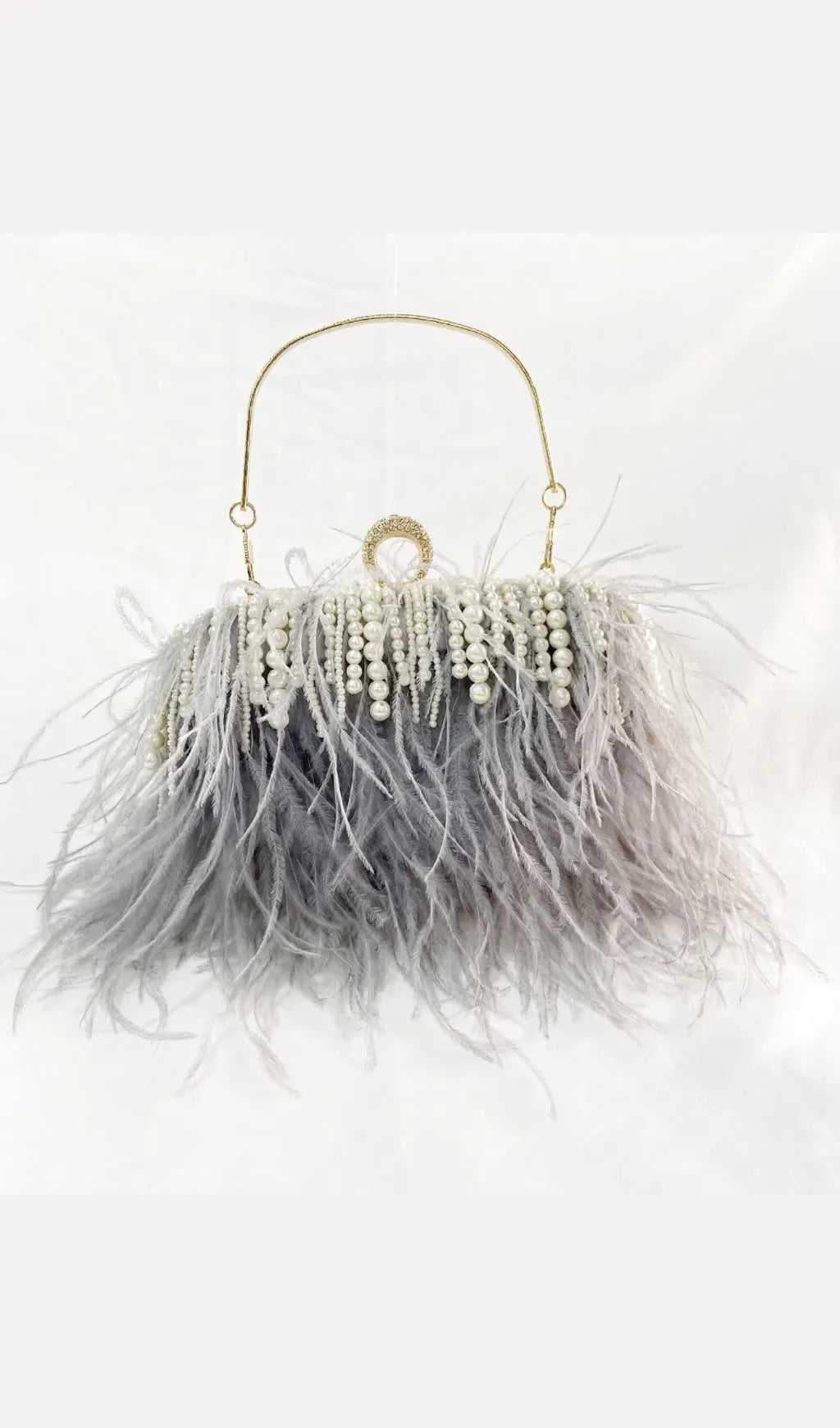 Ana Feather Pearl Chain Clutch Flowering Girl