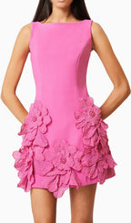 Daiva Pink Flower Mini Dress Flowering Girl
