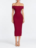 Moria Off-Shoulder Bandage Midi Dress Flowering Girl