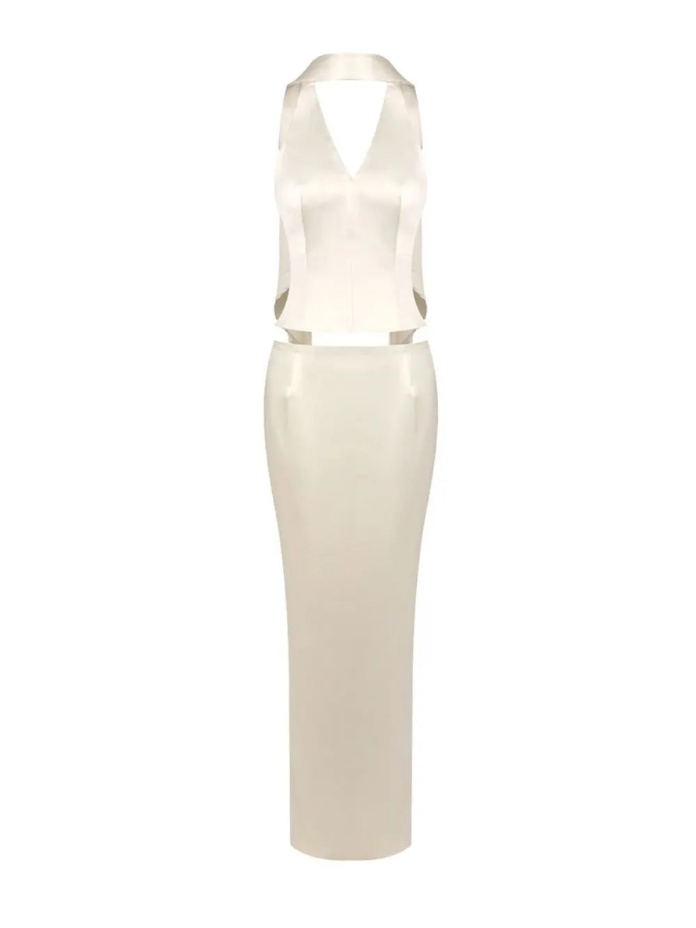 Marita Satin Halter Top & Maxi Skirt Set Flowering Girl