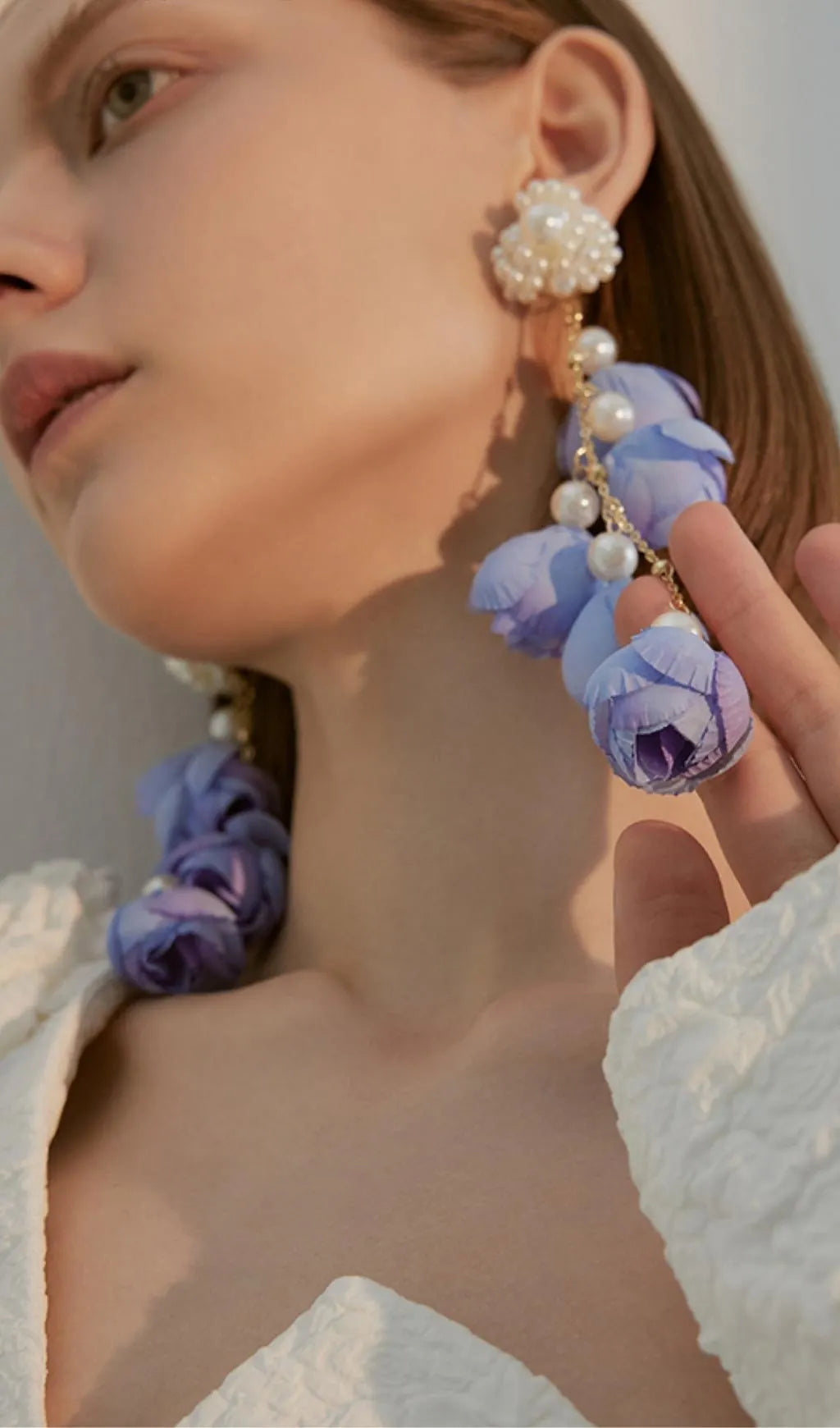 Alejandra Violet Pearl Flower Earrings Flowering Girl