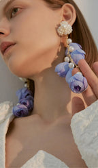 Alejandra Violet Pearl Flower Earrings Flowering Girl