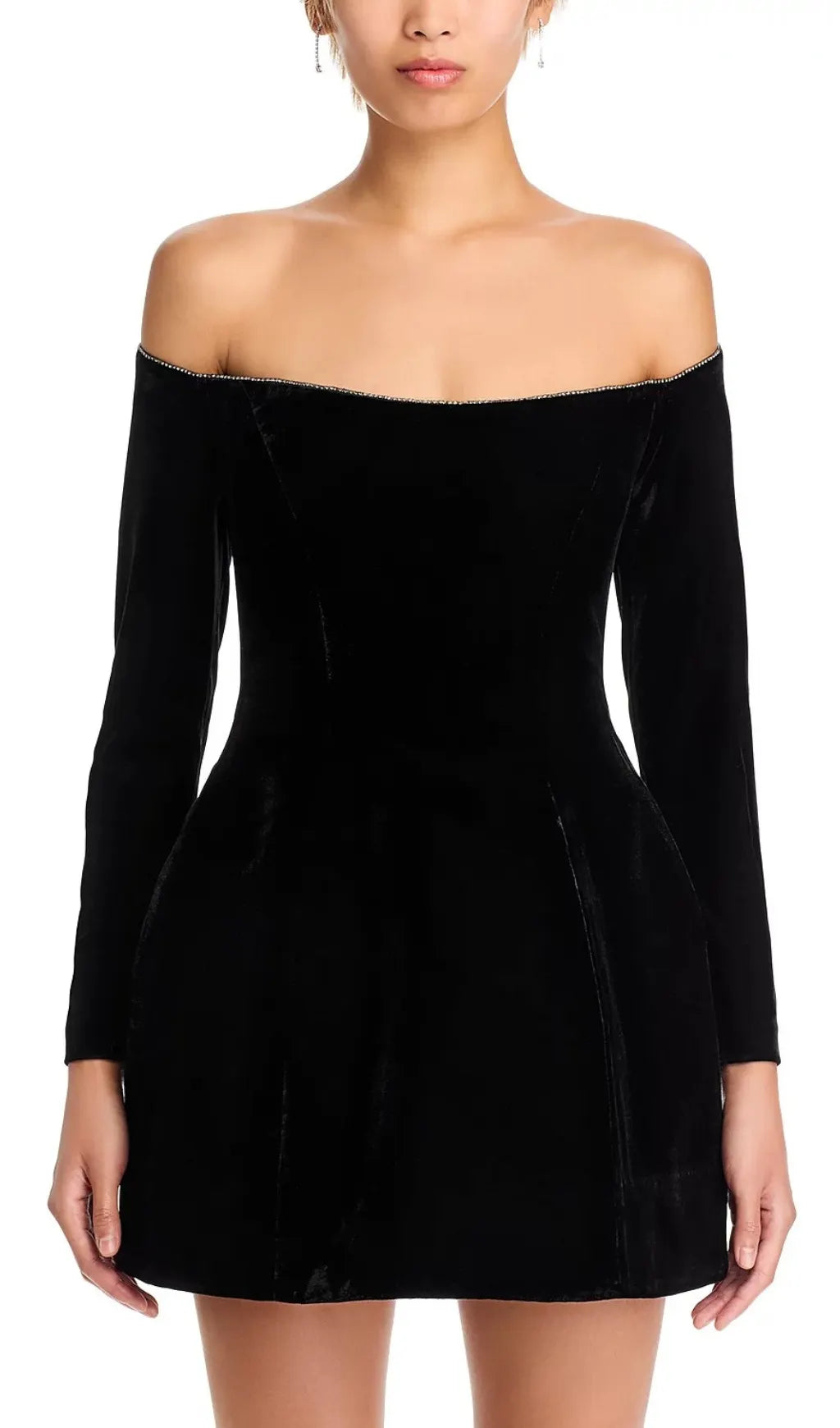 Black Off Shoulder Mini Dress Flowering Girl