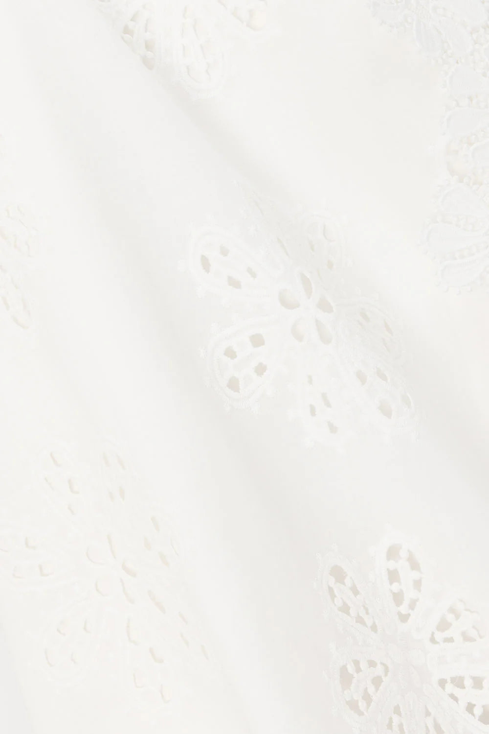 Lace Trim Embroidery Hollow Midi Dress In White Flowering Girl