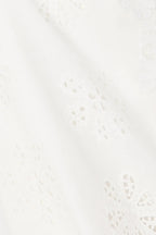 Lace Trim Embroidery Hollow Midi Dress In White Flowering Girl