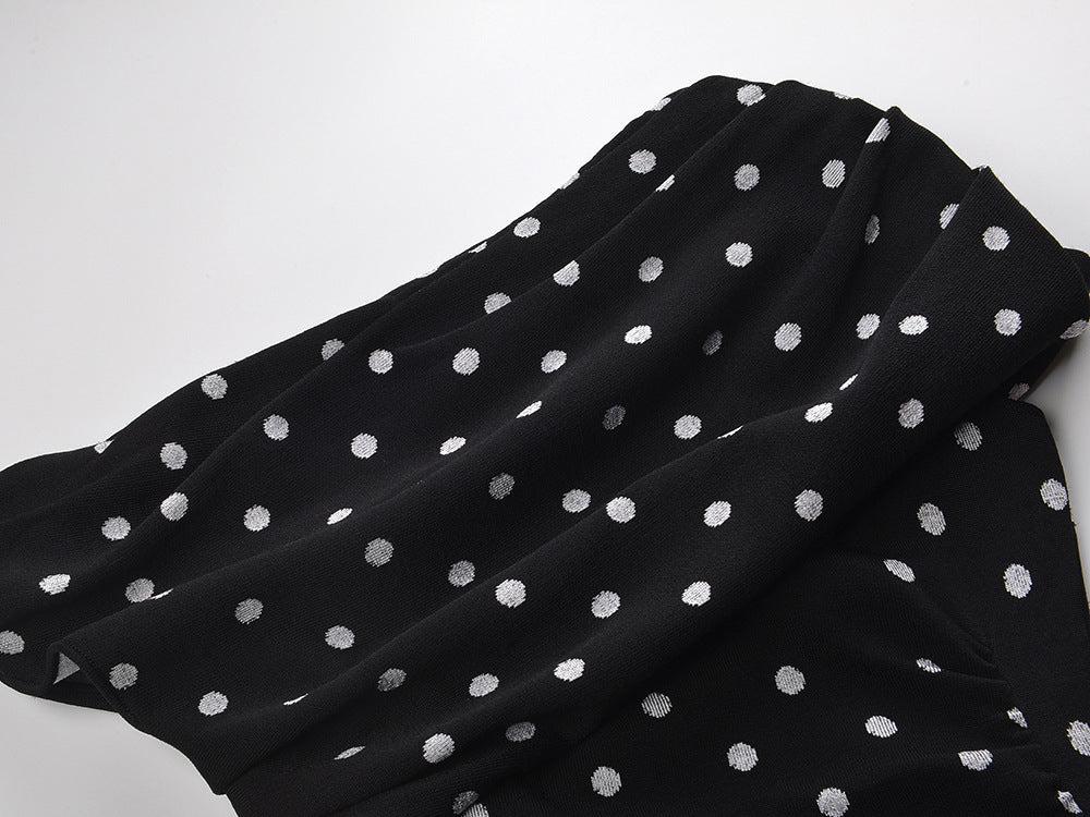 Polka Dot Draped Midi Dress Flowering Girl
