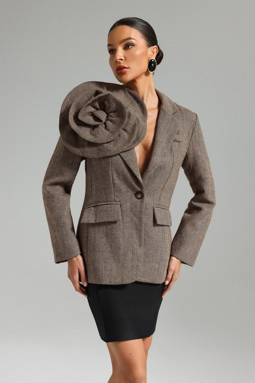 Sada Flower Blazer - Brown Flowering Girl