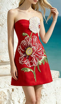 Lailah Red Strapless Flower Mini Dress Flowering Girl