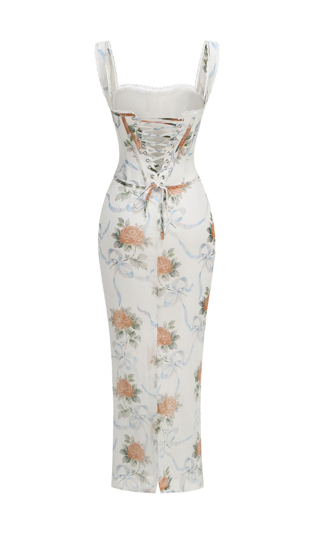 Isabeau Strappy Floral Corset Maxi Dress Flowering Girl
