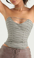 Smoke Lace Up Corset Flowering Girl